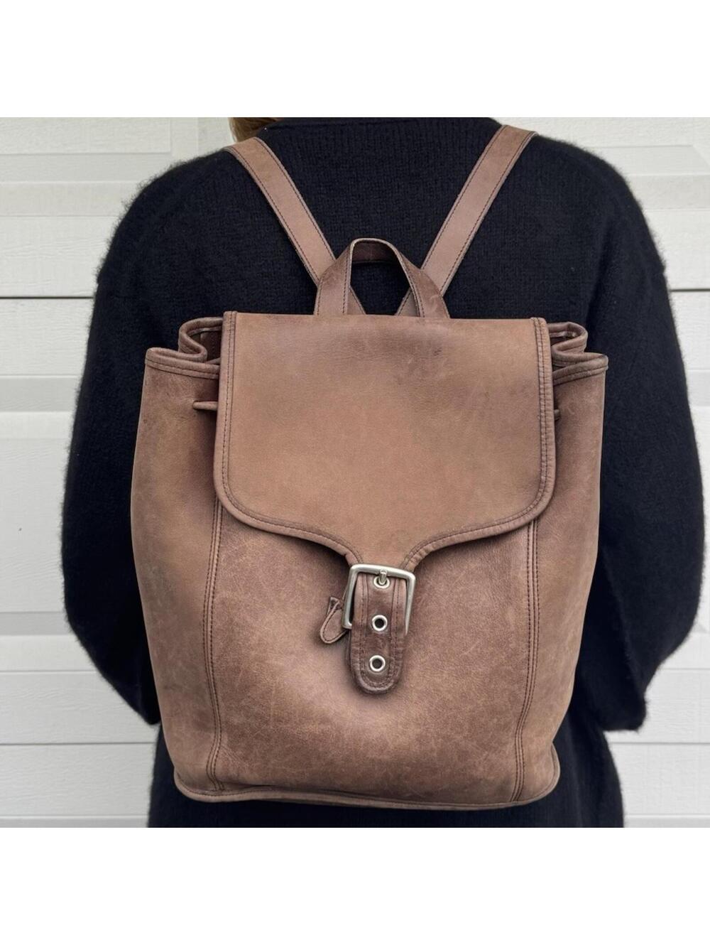 Vintage Coach Leather Drawstring Backpack Large Brown 9064